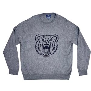 1901 Men Gray‎ Crewneck Sweater Nordstrom Bear Lightweight Cotton Cashmere XL